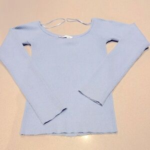 ZARA, light blue long sleeved crop top, Medium, never worn